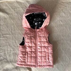 Reversible Pink and Black Quilted Hooded Vest